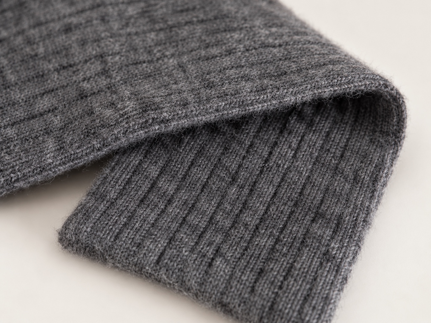 Close-up of the softly brushed cashmere rib knit